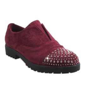 Burgunder Slip Ons mit 22-2 Nieten rot 1