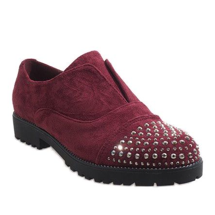Burgunder Slip Ons mit 22-2 Nieten rot 1