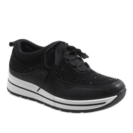 Schwarze Sport-Sneaker auf der Plattform F-2831 1