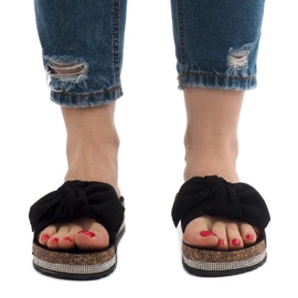 Schwarze Hausschuhe mit Schleife N-33 2