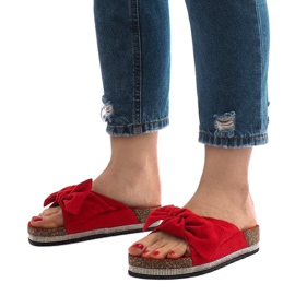 Rote Hausschuhe mit Schleife N-33 1