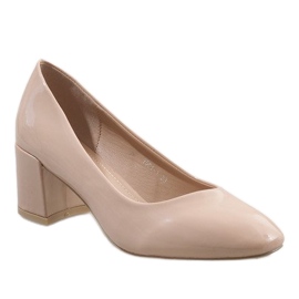Beige lackierte Pumps am Pfosten 7501-1 1