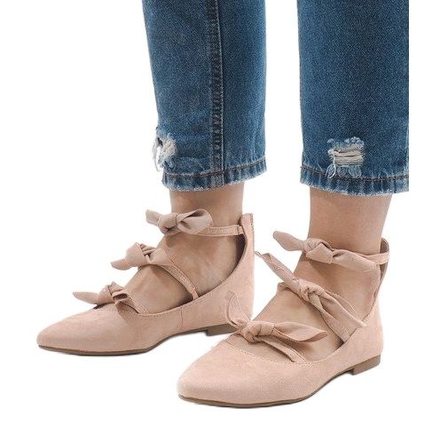 Rosafarbene Ballerinas zum Schnüren mit G-47-Schleifen 1