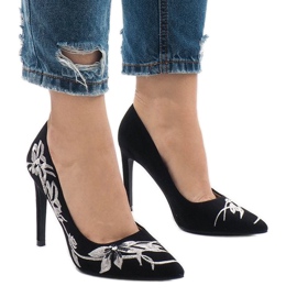 Schwarze Wildleder High Heels 16032-18 2