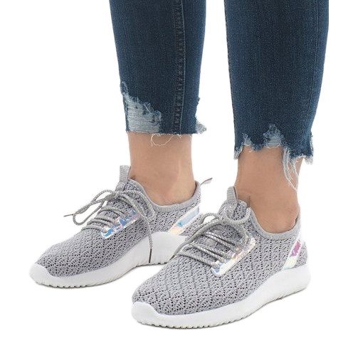 Graue Mesh-Sportschuhe G8347-1 1