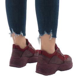 BY-080 burgunderrote Sportschuhe mehrfarbig 1