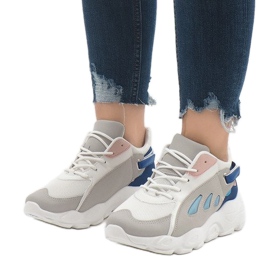 Bunte trendige Sportschuhe 9115 Blue weiß rosa grau 1