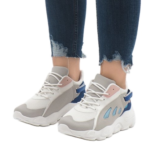 Bunte trendige Sportschuhe 9115 Blue weiß rosa grau 1