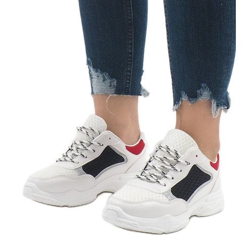 Bunte modische Sportschuhe YM-31 Schwarz weiß rot 1