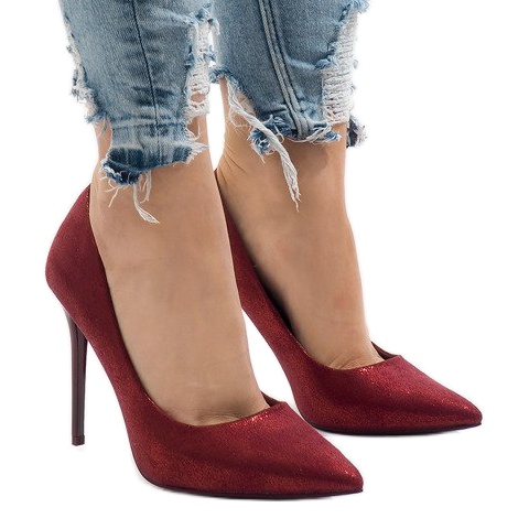 Kastanienbraune klassische High Heels AT-0596-L rot 1