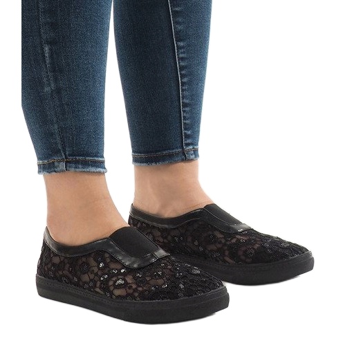 HC232 schwarze Spitzenturnschuhe 1