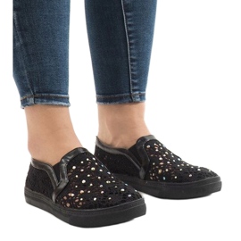 HC233 schwarze Spitzenturnschuhe 1