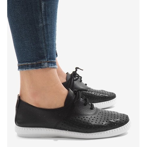 Schwarze Sneakers mit Lochmuster HR61116 1