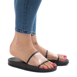 Schwarze transparente Hausschuhe 815 1