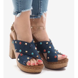 Blaue Sandalen auf Plattform 1669 1