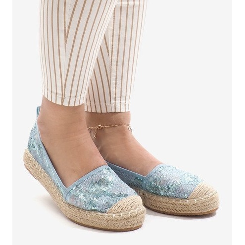 Blaue durchbrochene Espadrilles L08-71 1