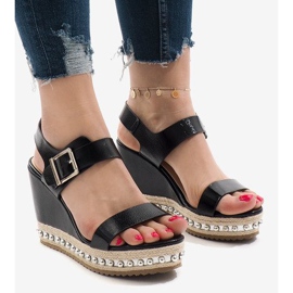 Silber lackierte Keilsandalen 17060-73 schwarz 1