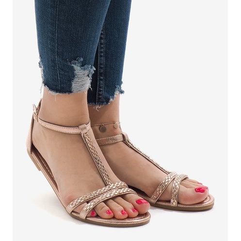 Champagner Sandalen verziert mit WL017 gelb 2