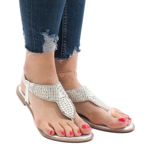 Silberne Sandalen verziert mit JN1359-2 grau 1