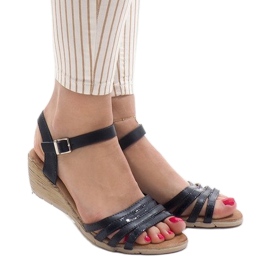 Marineblaue Keilsandalen S-260 navy blau 1