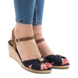 Marineblaue Keilsandalen Espadrilles 1484-13 braun 1