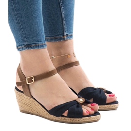 Marineblaue Keilsandalen Espadrilles 1484-13 braun navy blau 2