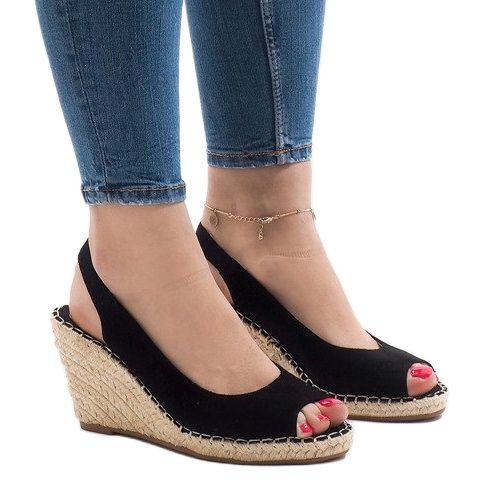 Schwarze Keilsandalen 2894 1