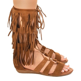 Braune flache Gladiatorensandalen D-41 1