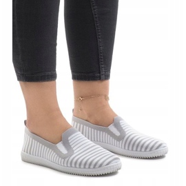 Grau gestreifte Sneaker XJ-2909 1