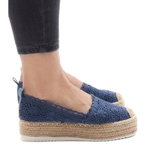 Blaue Espadrilles-Sneaker auf der 7801-P-Plattform 1