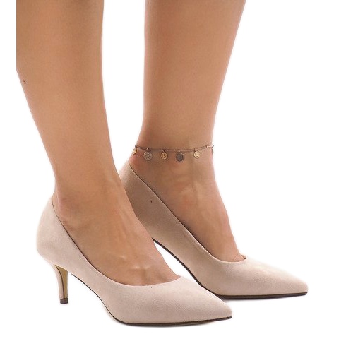 Beige Pumps auf einem Stift P-6377 1