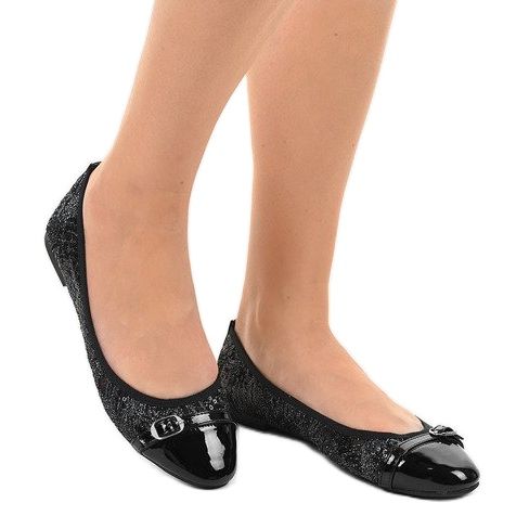 Schwarze durchbrochene Ballerinas 98-5y 1