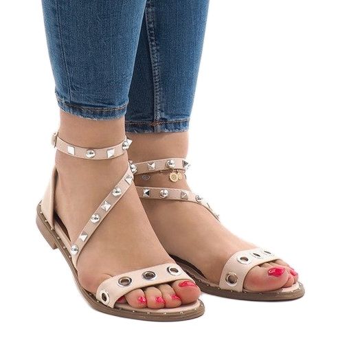 Rosa flache Sandalen mit Schnalle 18124-40 1