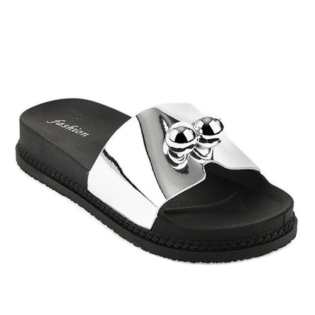 Silberne Pantoffeln mit Kugeln 1819 grau 1