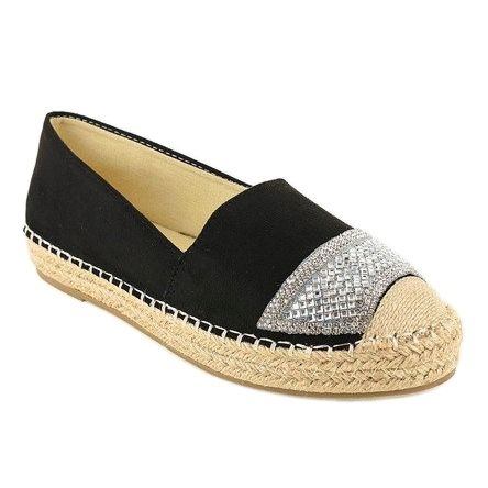 Schwarze Sneaker Espadrilles auf der 180-6 Plattform 1