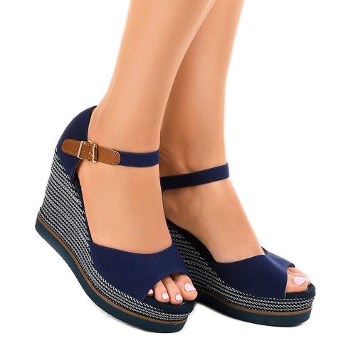 Marineblaue Keilsandalen Espadrilles 9079 navy blau 1
