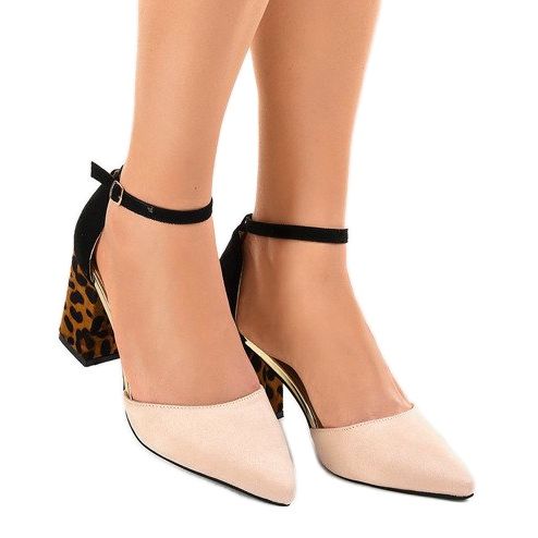 Beige Wildleder High Heels FR276 braun schwarz 1