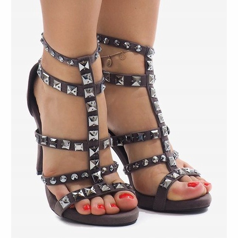 Graue Sandalen auf Wildleder mit Stilettoabsatz GH083-6 mehrfarbig 1