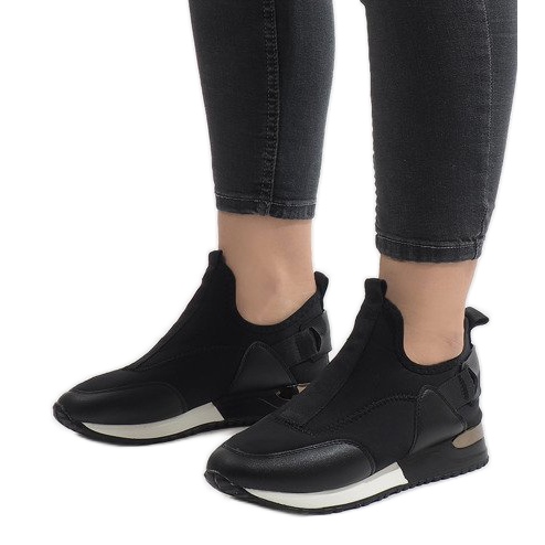 Schwarze Sneaker aus Lycra R-403 weiß 1