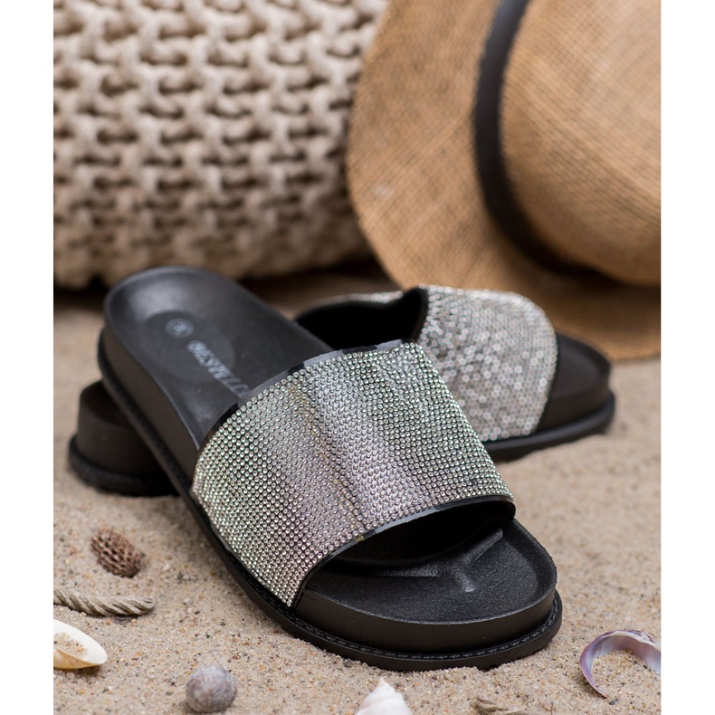 Bestelle Gummipantoffeln mit Zirkonia schwarz 1