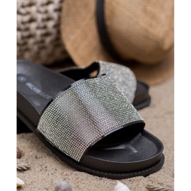 Bestelle Gummipantoffeln mit Zirkonia schwarz 2