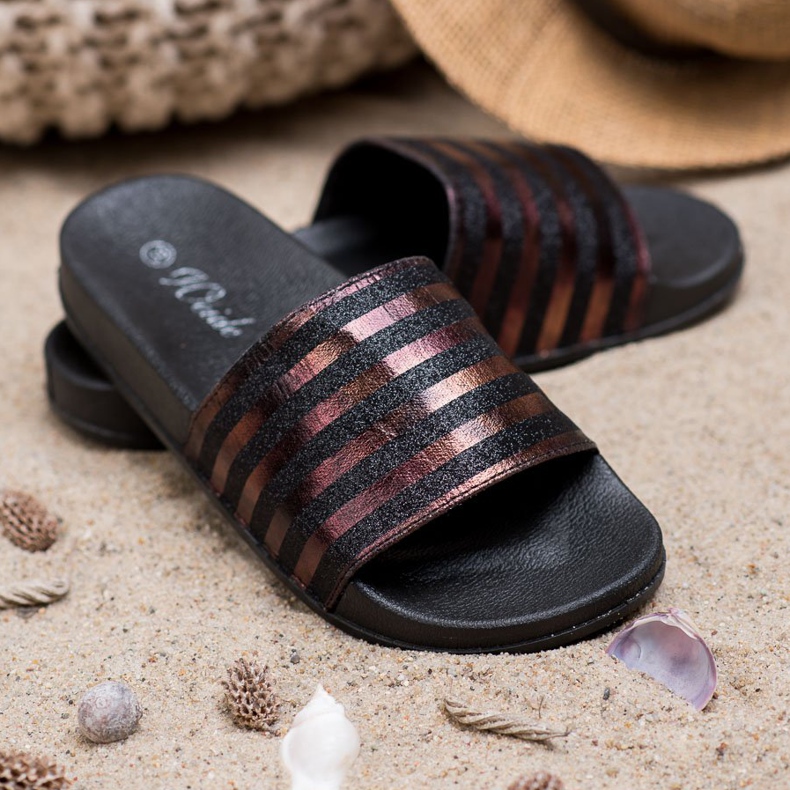 Weide Hausschuhe mit Glitzer schwarz 1