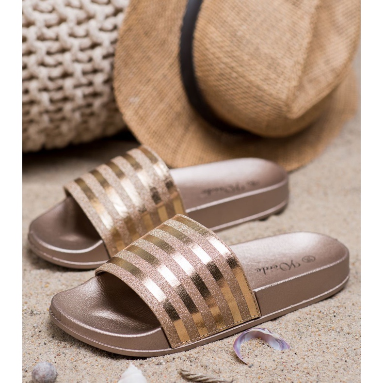 Weide Hausschuhe mit Glitzer gelb 2