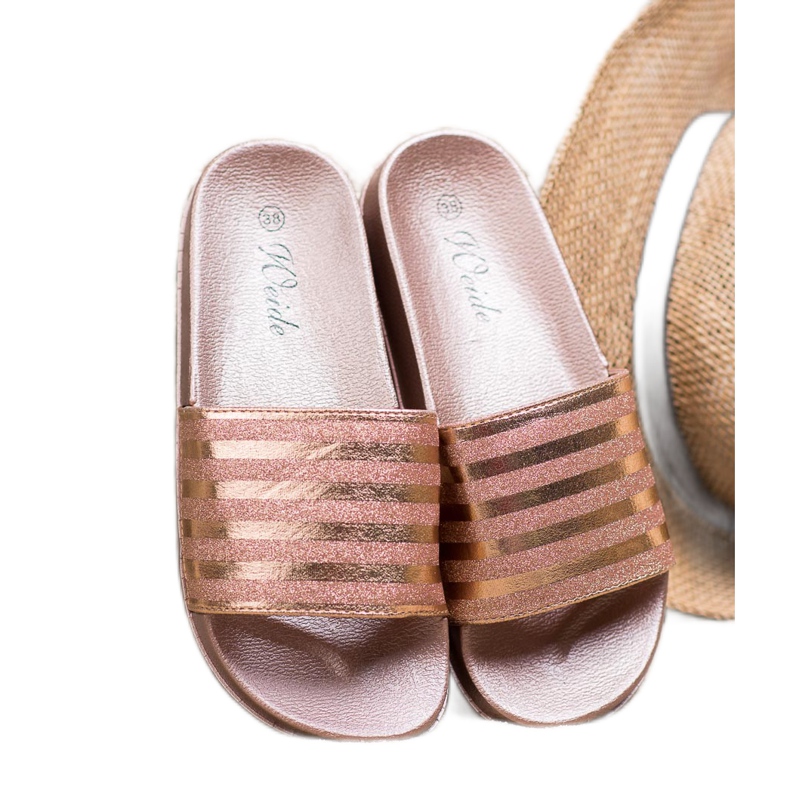 Weide Hausschuhe mit Glitzer rosa 1