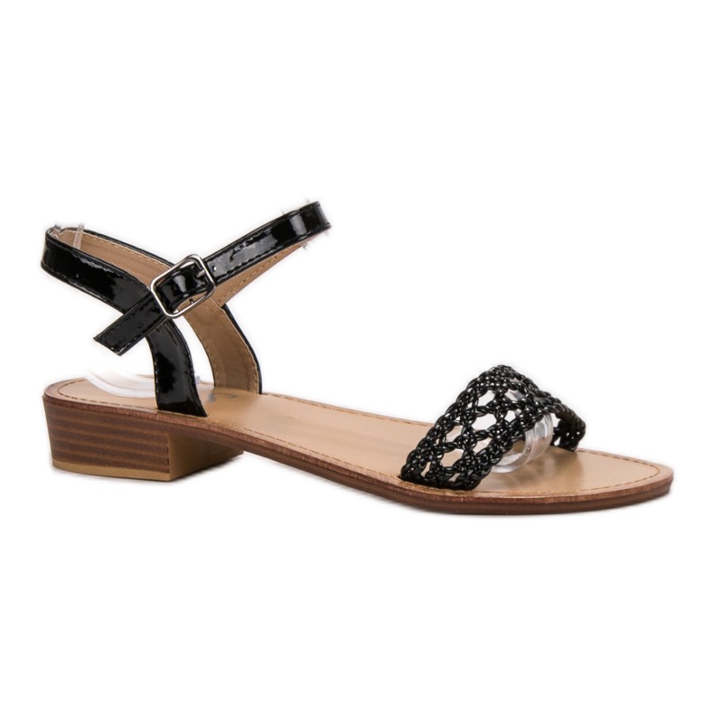 SHELOVET Geflochtene Sandalen mit hohem Absatz schwarz 1