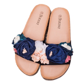 SHELOVET Schwarze Hausschuhe mit Quadraten 2