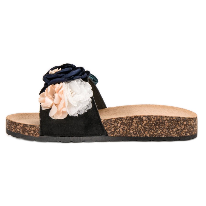 SHELOVET Schwarze Hausschuhe mit Quadraten 1