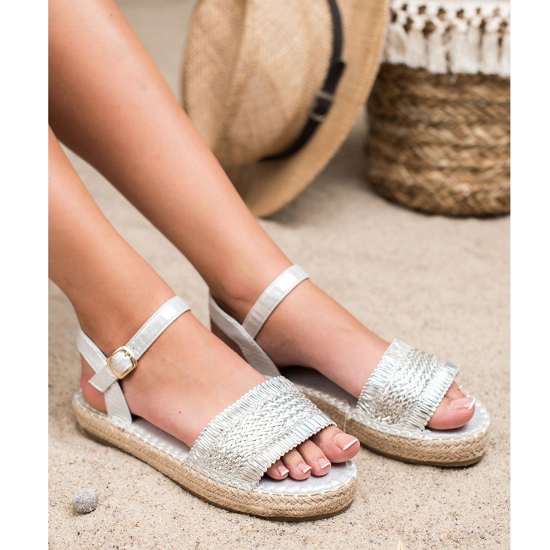 Small Swan Espadrilles Silberne Sandalen grau 1