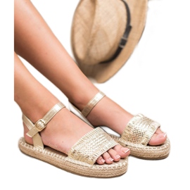 Small Swan Goldene Espadrilles-Sandalen 2