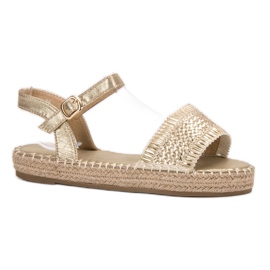 Small Swan Goldene Espadrilles-Sandalen 1